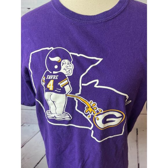 Green Bay Packers T-Shirt Brett Favre Minnesota Vikings #4 Tee Shirt NFL Medium - Picture 5 of 7